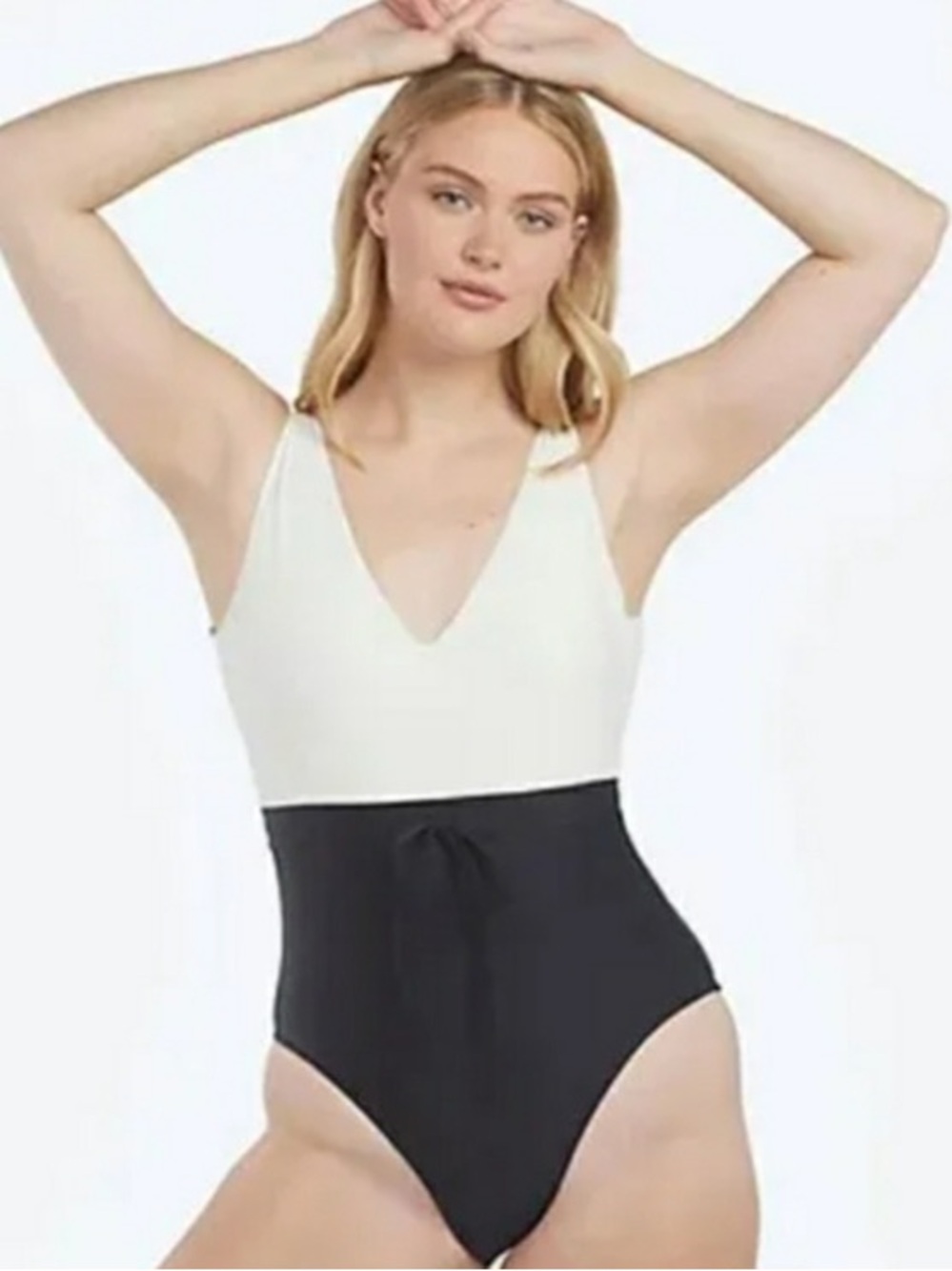 Summersalt Backflip Two Tone Black and White One Piece Tie Waist Swimsuit Size 8 - Picture 5 of 11